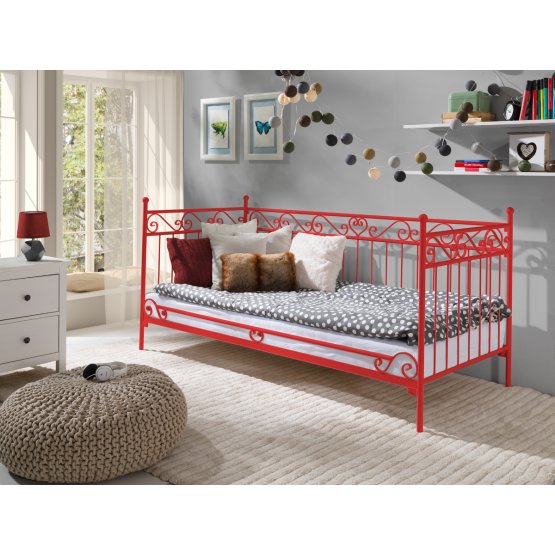 Kovová posteľ model 2S - červená